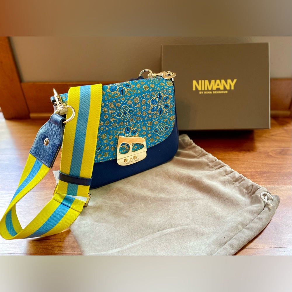NIMANY The Blue Dream Bag, Canvas & Genuine leather